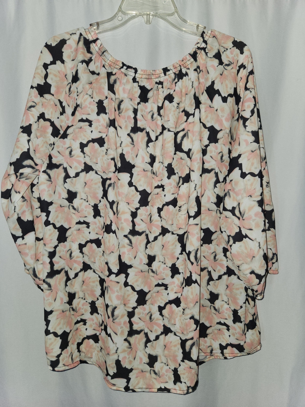 Black Tunic w/ Blush Floral Print #whimsical #romantic #effortless #drapey #chic - Picture 5 of 5